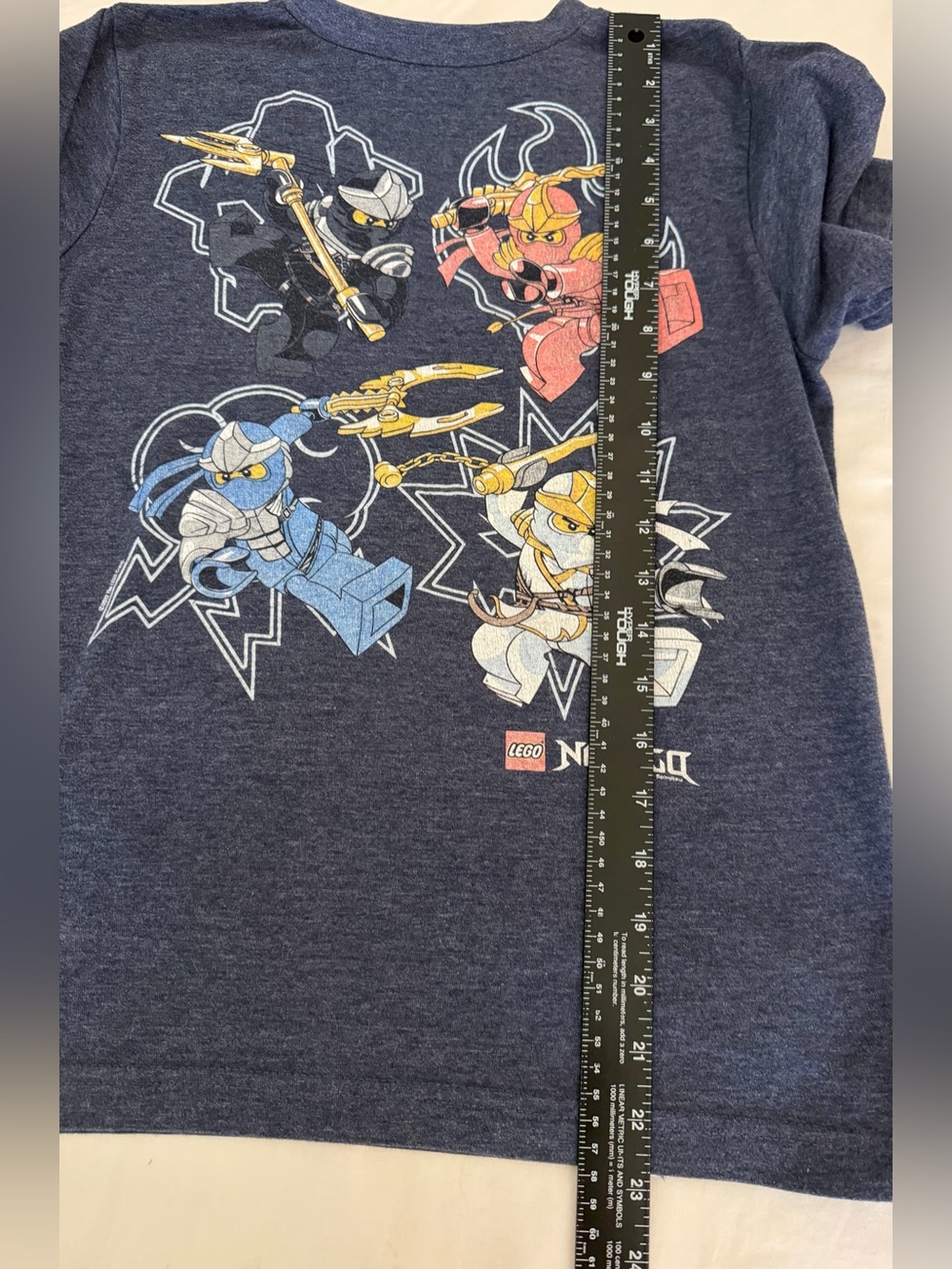 Old Navy Navy Blue Ninjago Graphic Tee with Multicolor Ninjas- boys 10-12 - Picture 5 of 6
